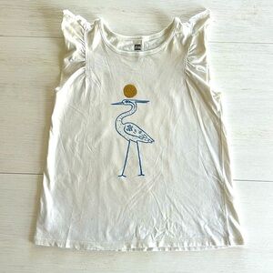 Tea Collection Ivory Flutter Short Sleeve Tee Metallic Ibis Girls Size 10